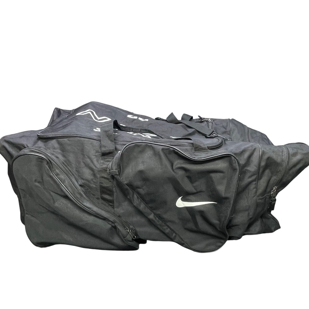 VTG Nike Duffel Bag XL Black Custom Sport Travel Gym 36x16x16 Multi Compartment